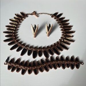 Matisse Renoir Nefertiti Copper Enamel Necklace Earrings Bracelet Set